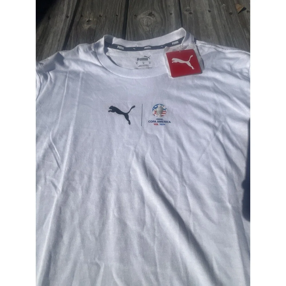 Copa America T Shirt Mens Sz Medium White USA 2024 Conmebol Puma Cumbre‎ Graphic